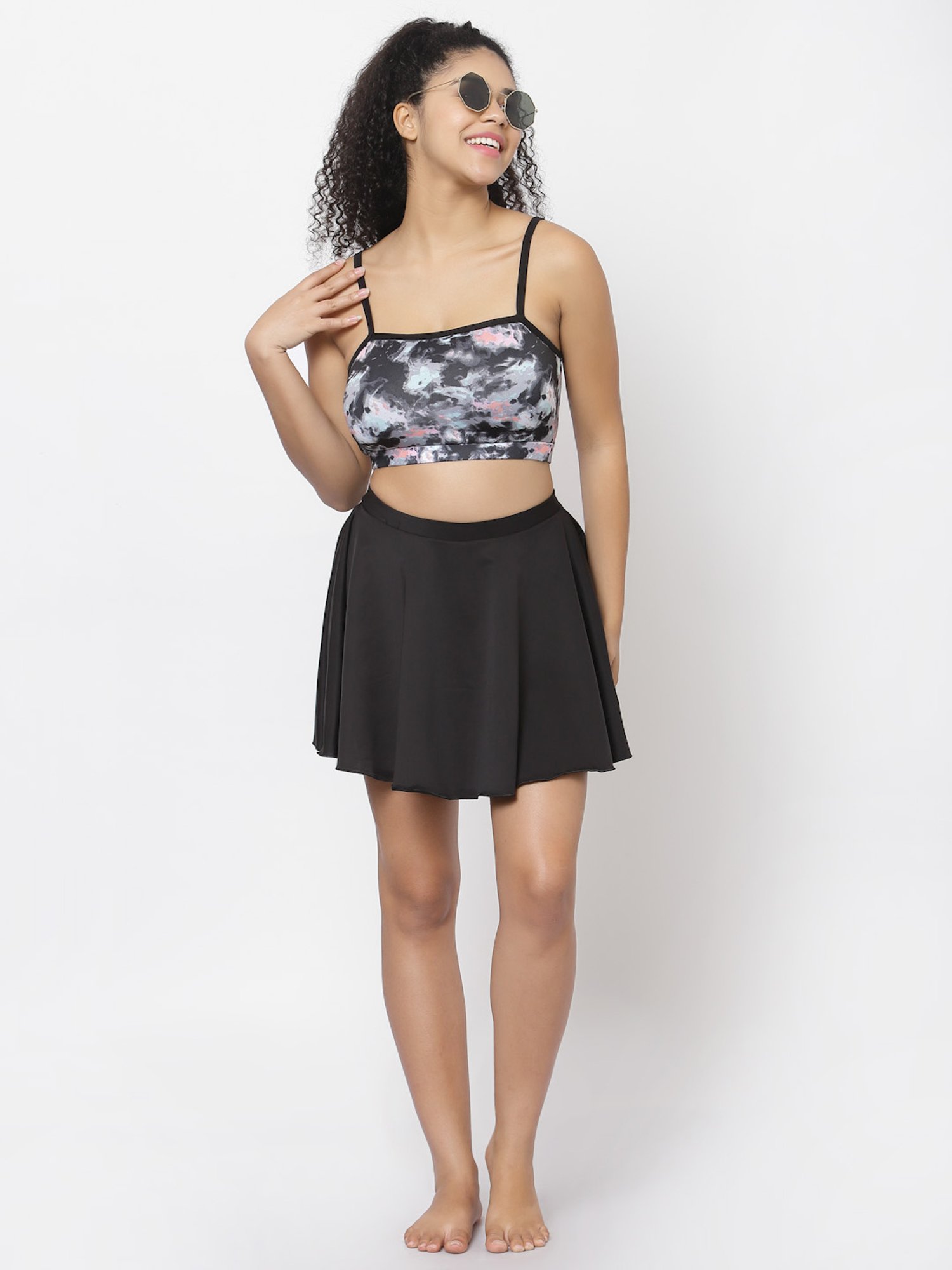 Cukoo Black Printed Swimwear Set