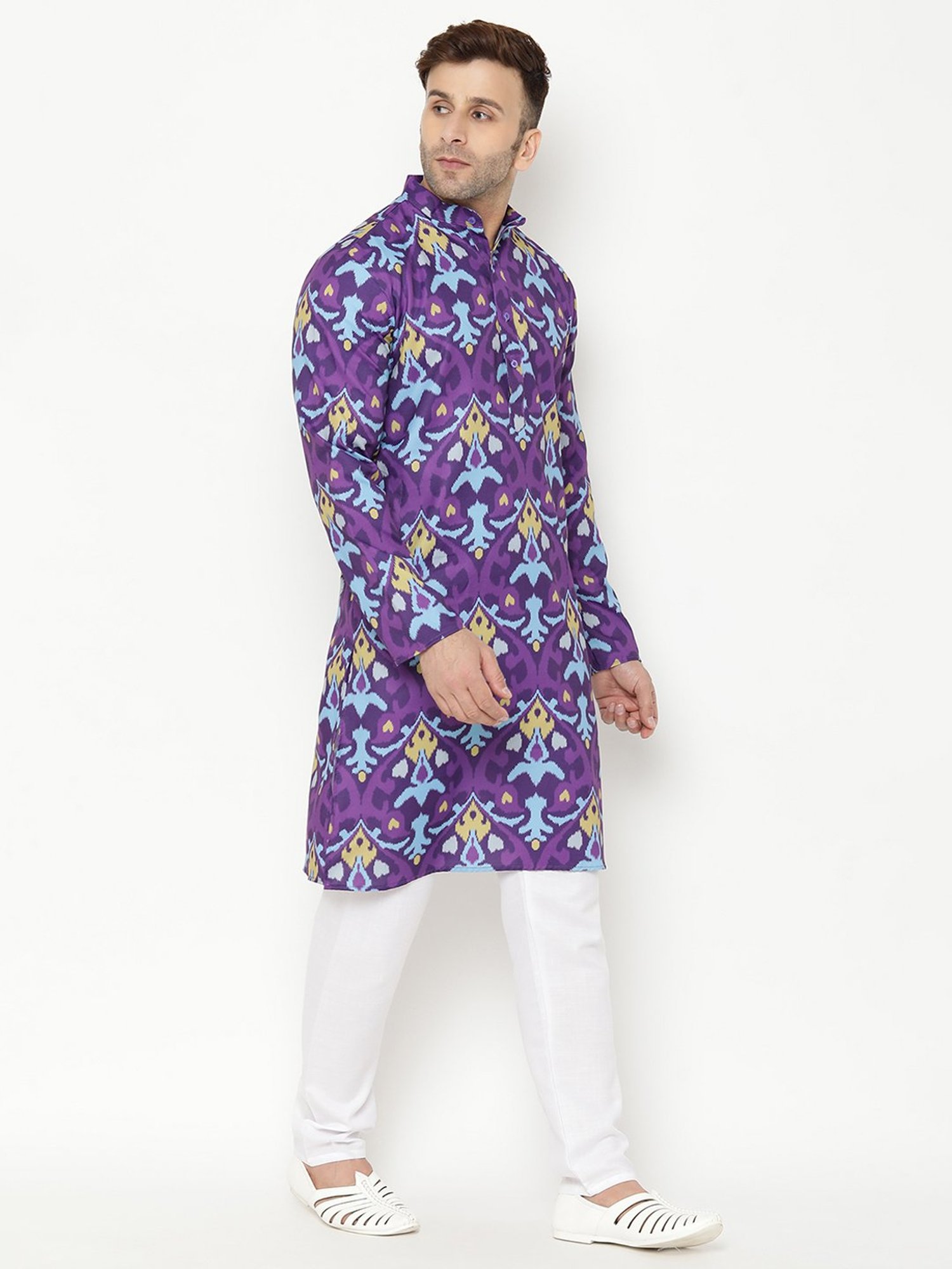 Hangup Purple & White Regular Fit Printed Kurta Bottom Set
