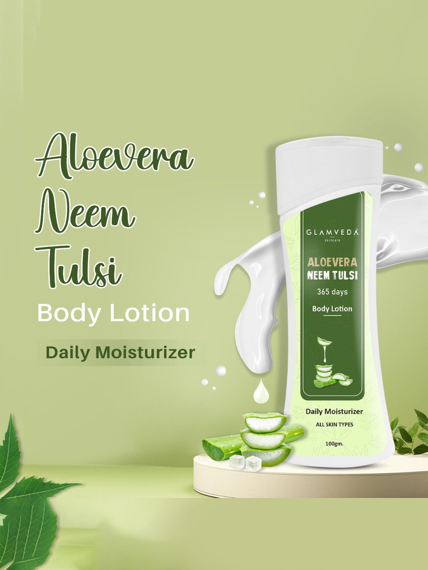 Glamveda Aloevera Neem Tulsi 365 Days Body Lotion - Pack of 2
