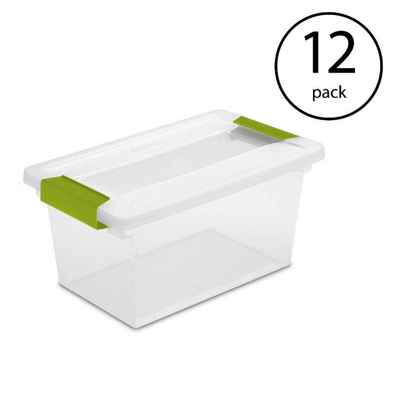 Sterilite Medium Clip Box Clear Heavy Duty Plastic Stackable Storage Container Bin (12 Pack)
