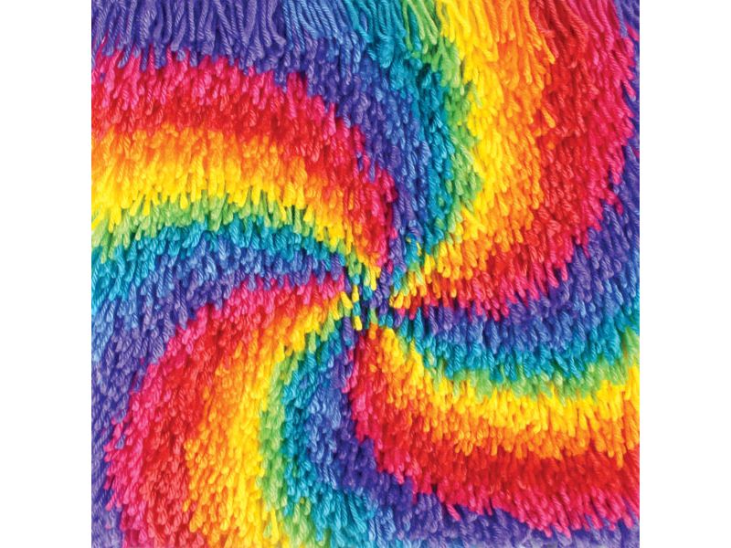 Wonderart Shaggy Latch Hook Kit 12"X12"-Pinwheel