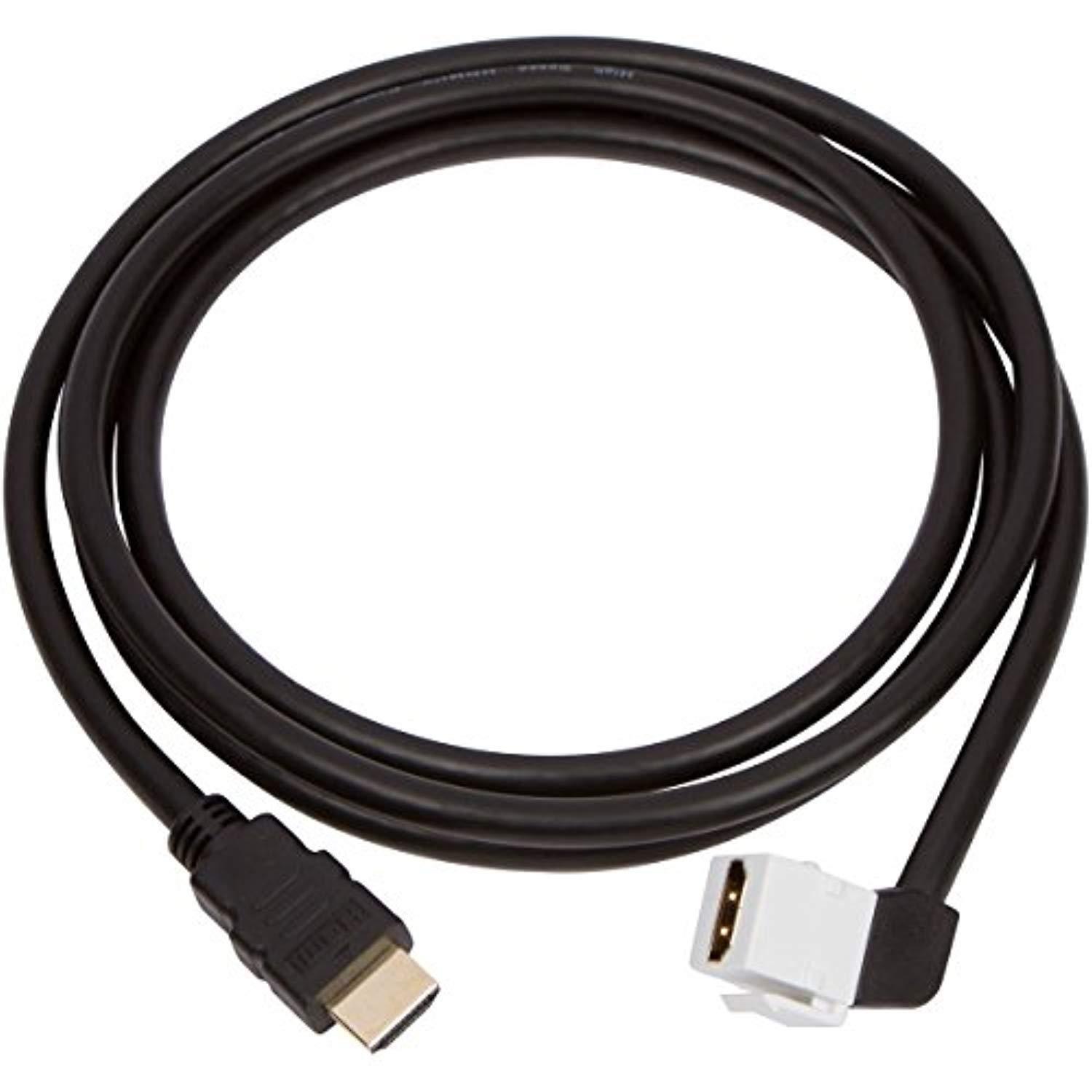 buyer's point hdmi keystone cable, 6ft (1.8m) 28 awg, with ethernet female-male (1, 90 degree)