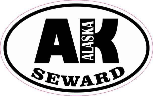 StickerTalk Oval AK Seward Alaska Vinyl Sticker, 4 inches by 2.5 inches