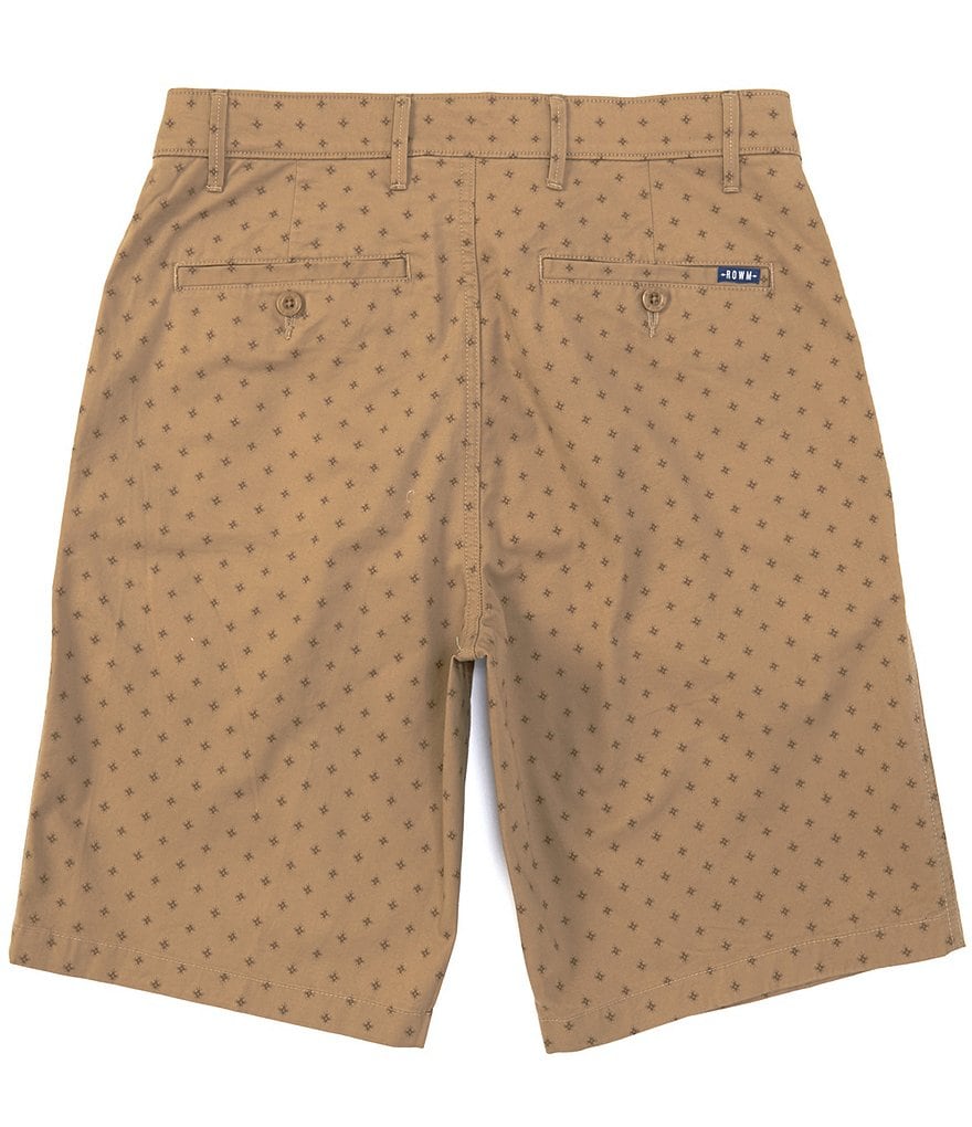 Rowm 10#double; Inseam Flat Front Chino Print Shorts