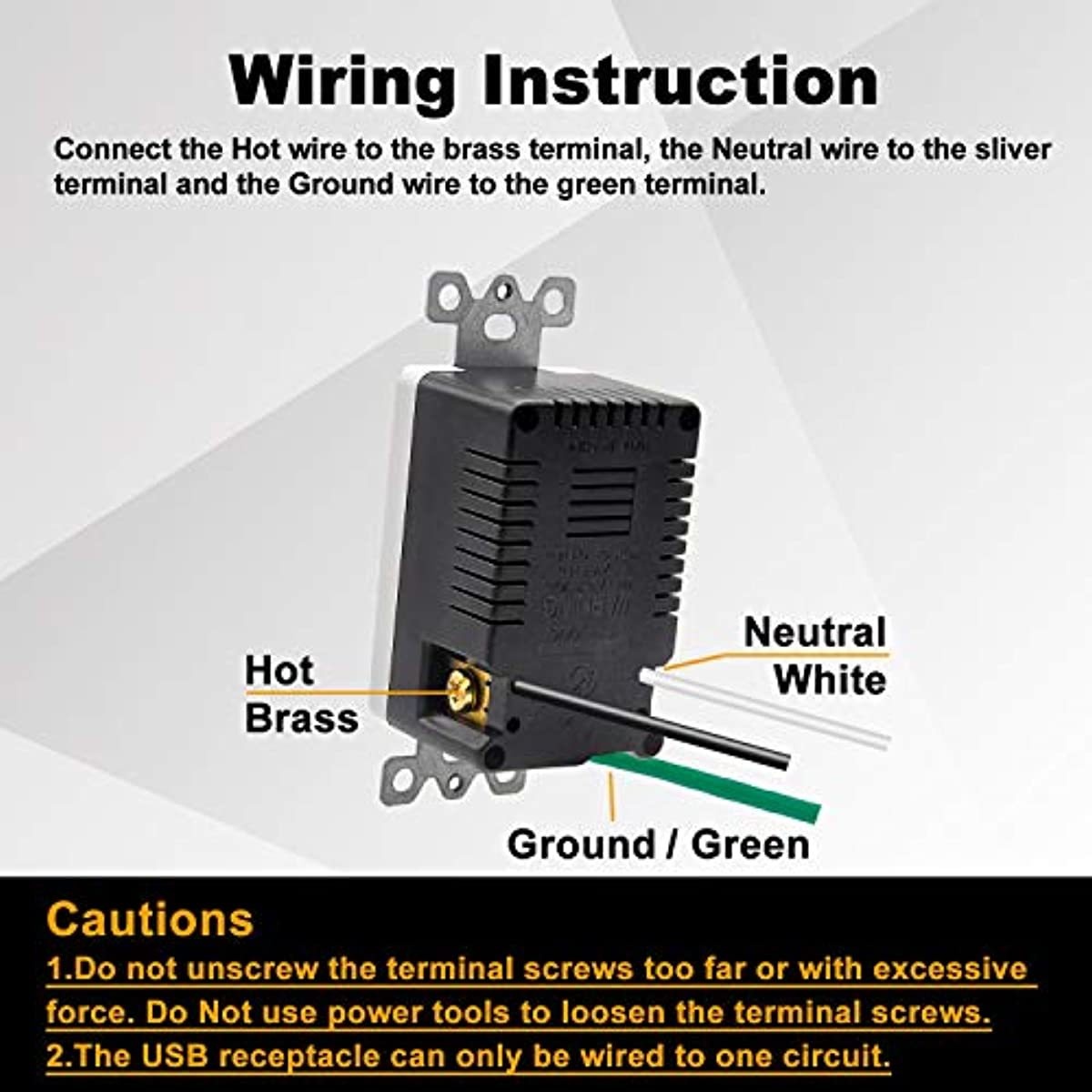 [5 Pack] BESTTEN 15 Amp Quick Charge USB Receptacle Outlet, Type C Supports PD & QC 3.0, 15A Tamper Resistant AC Outlets, Mid-Size Screwless Wallplate Included, UL Listed, White