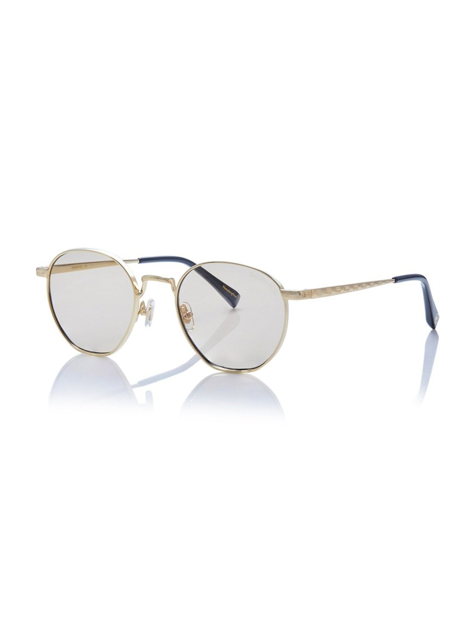 Shisen Fox Tora Dark Gold-Light Brown Round Unisex UV Protection Sunglasses -50 mm