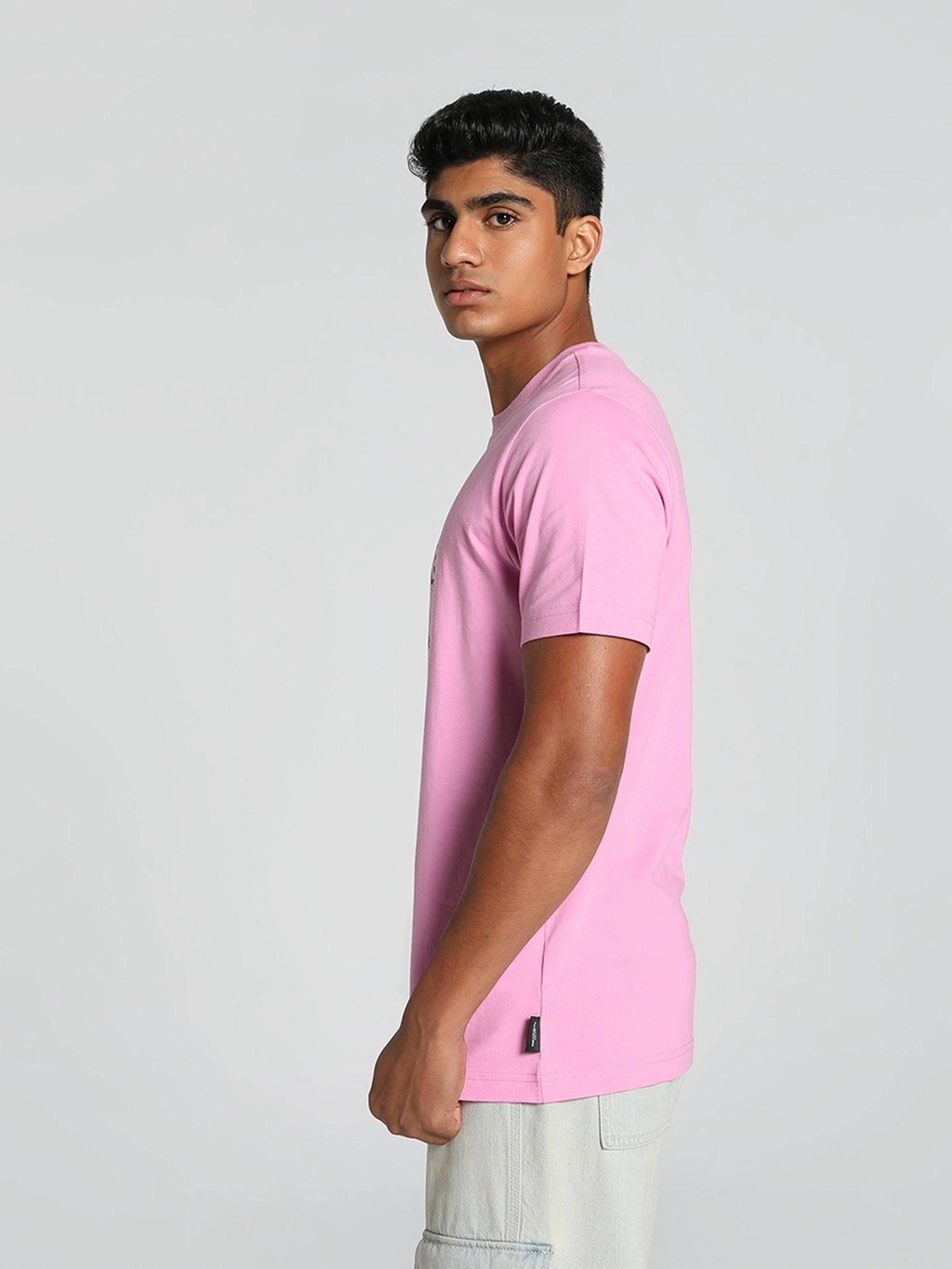 Puma Pink Cotton Regular Fit Printed T-Shirt