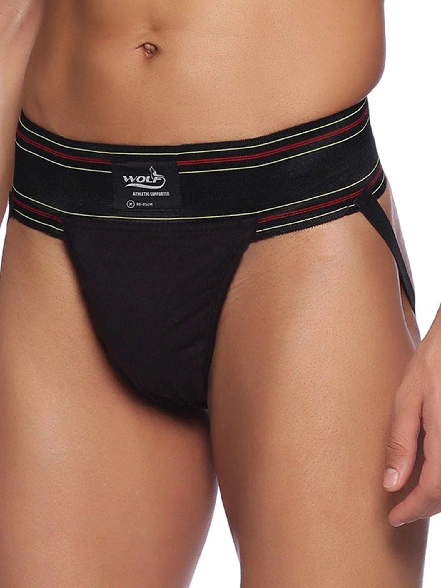 Omtex Men's Athletic Wolf Jockstraps Supporter Pack of 2 (Black) Size - L