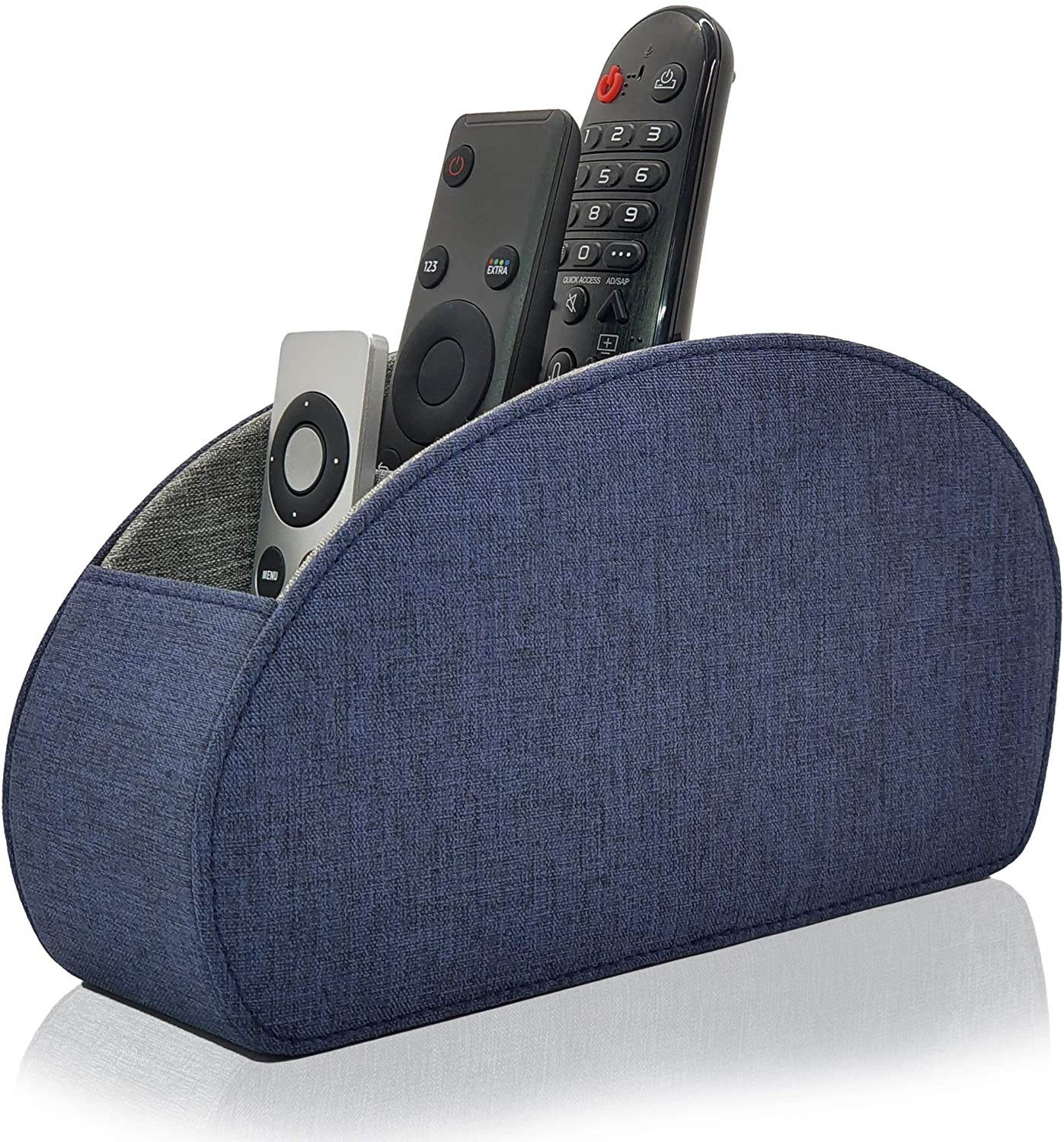Fabric Remote Control Holder Storage Caddy and Desk Organiser 5 Compartments for TV, DVD, Blu-Ray Remotes - CEG10 Fine Fabric Pepper Red by Connected Essentials (Oxford Blue)
