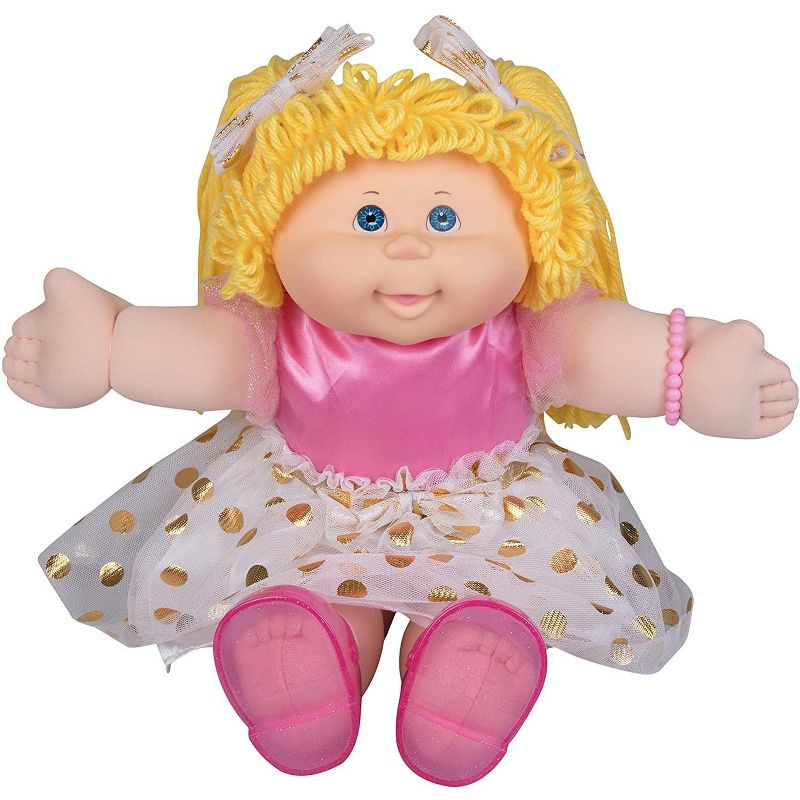 Jazwares Cabbage Patch Kids Vintage Retro Style Yarn Hair Doll - Original Blonde Hair/Blue Eyes 16"