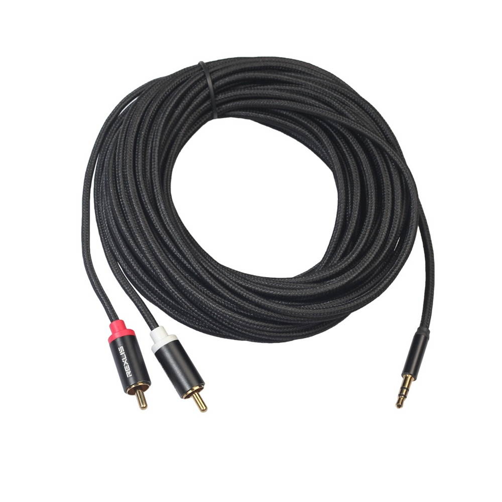 3.5 Turn 2RCA Audio Cable Woven Mesh Aluminum Alloy Shell For Subwoofer Computer Speaker 1.8M