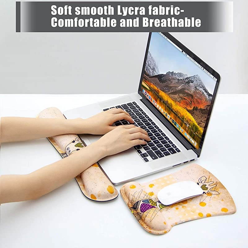 Ergonomic Keyboard Wrist Rest and Mouse Pad Wrist Rest Support Set Desk Mouse Pad Wrist for ComputerLaptopGamingOffice Comfortable Wrist Rest Set for Easy Typing Pain Relief by Giraffe