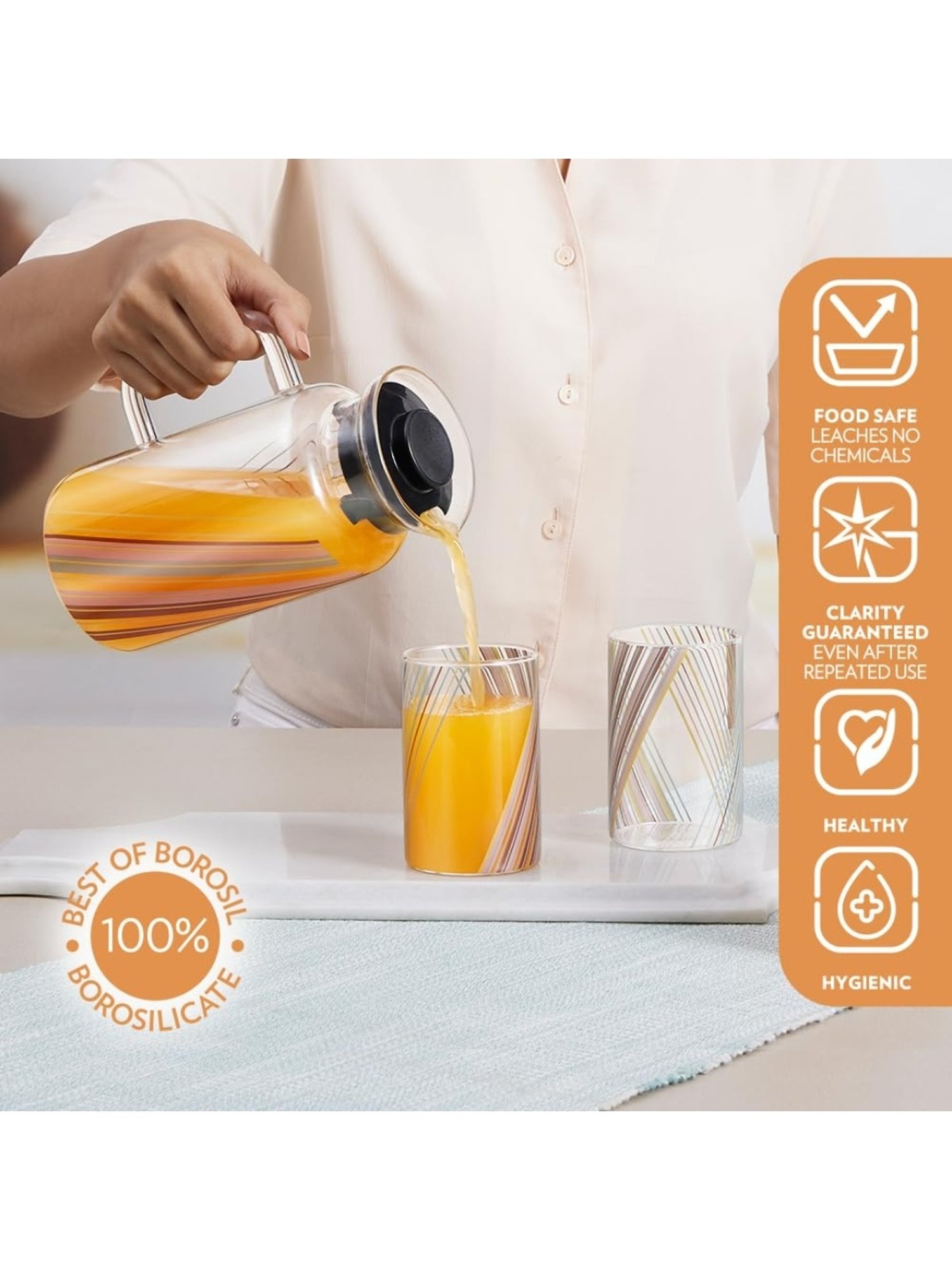 Borosil Silver Stainless Steel Wonder Jug (5700 ML)