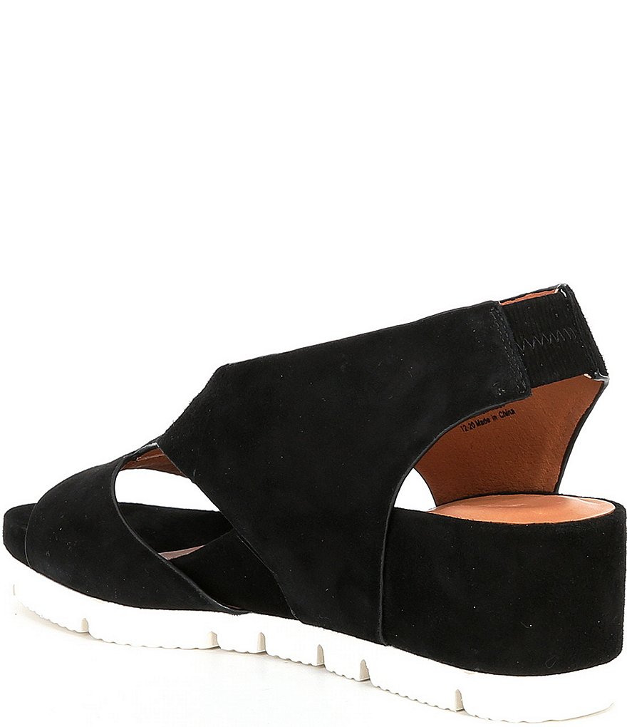 Gentle Souls Gisele Sporty Suede Slingback Platform Wedge Sandals