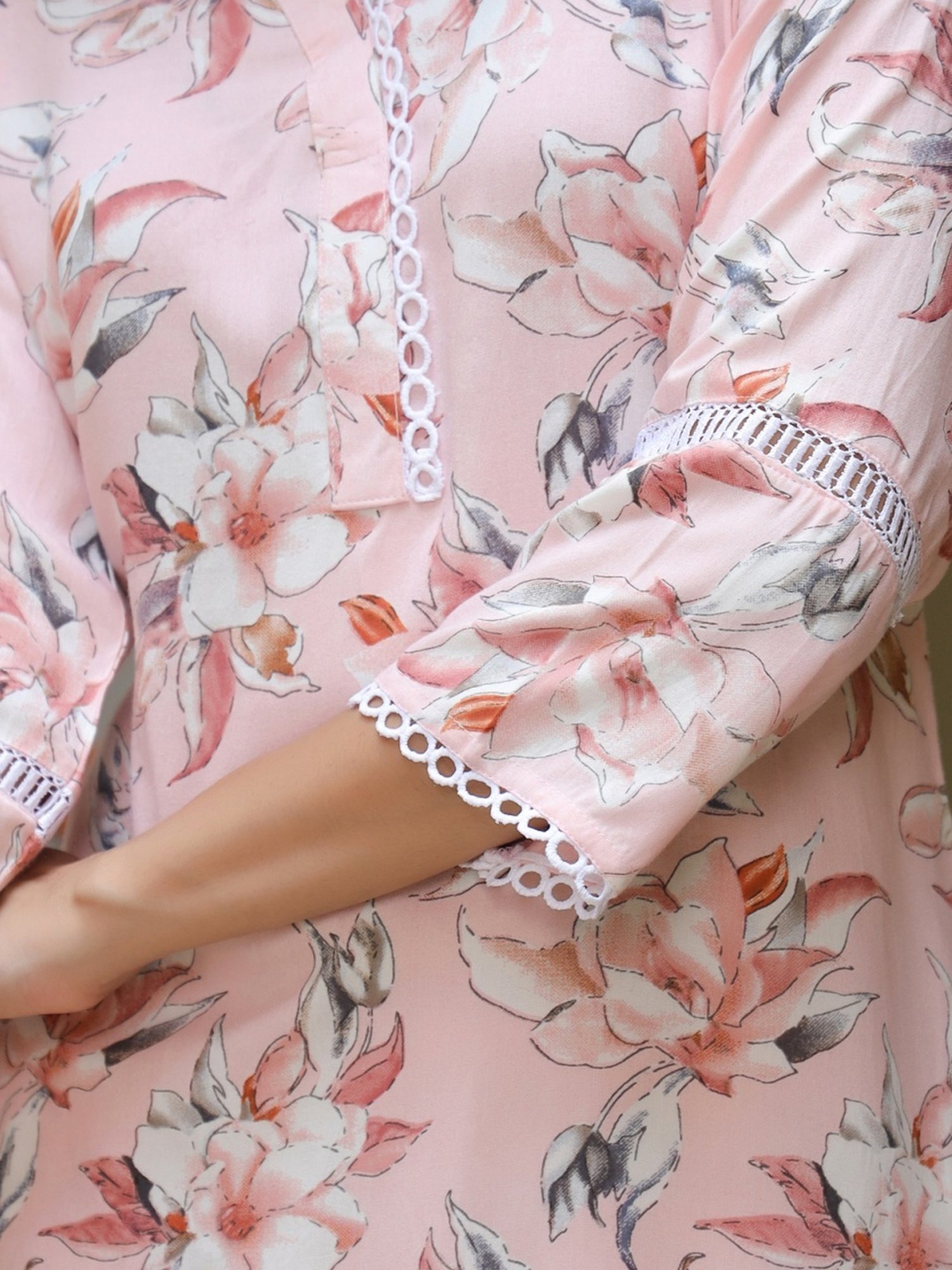 Rain and Rainbow Peach Floral Print Co-Ords Set