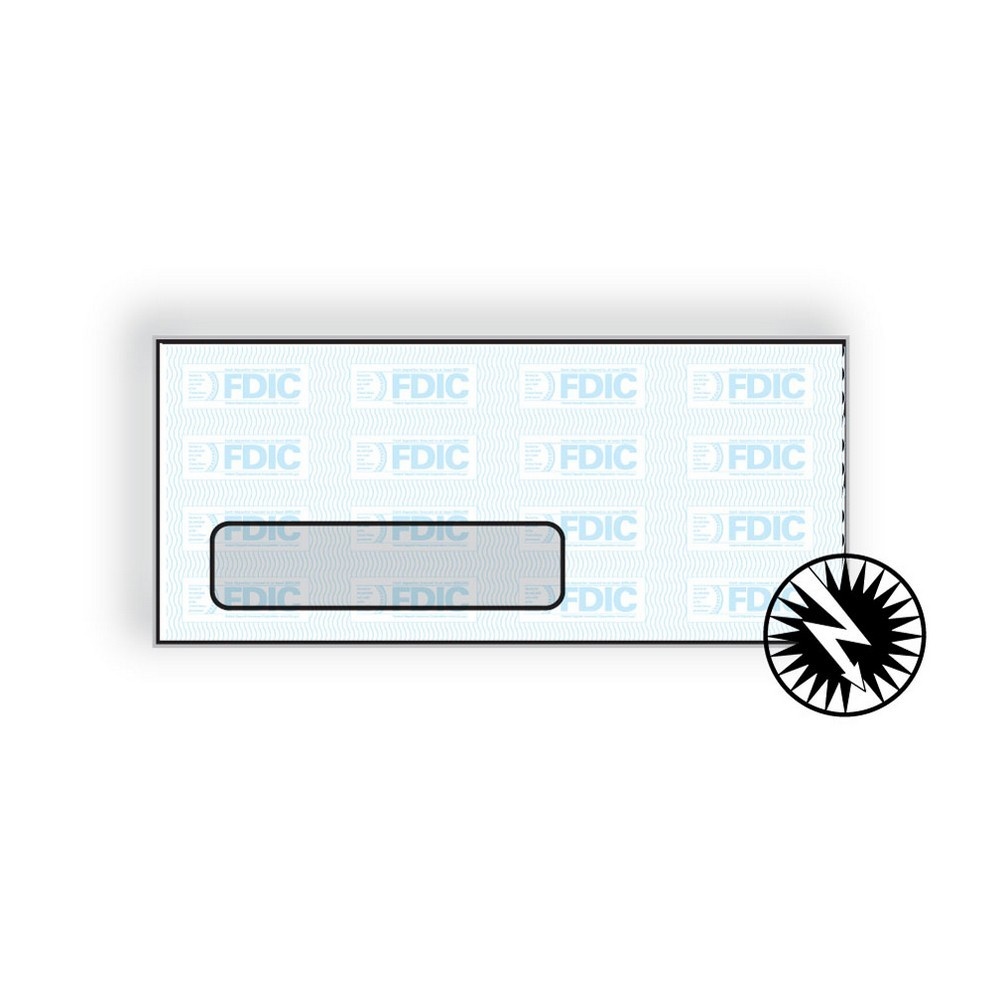 #10 Digi-Clear Window Envelopes, 4-1/8" x  9-1/2", White Sulphite, Blue FDIC Inside Tint, Diagonal Seams (Box of 500)