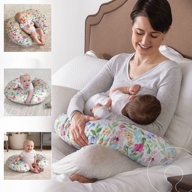 Boppy Original Feeding and Infant Support Pillow - Colorful Watercolor Flowers