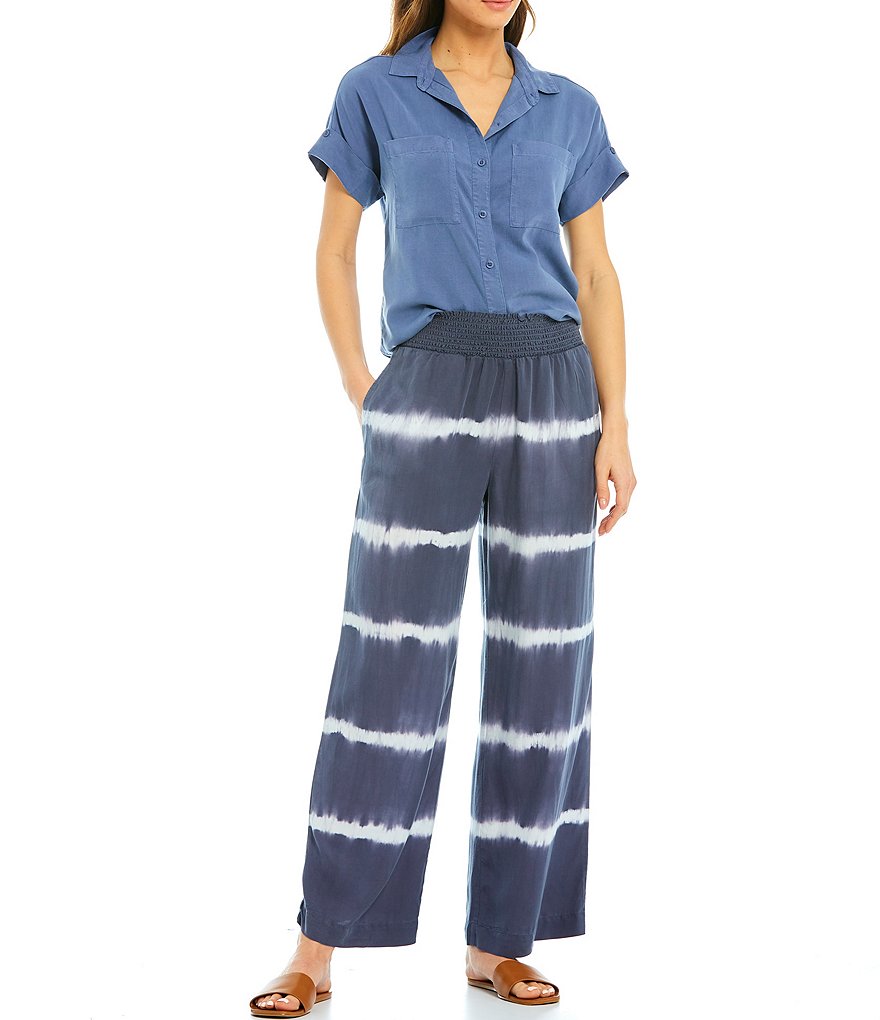 Cloth & Stone Smocked Striped Coordinating Wide Leg Pants