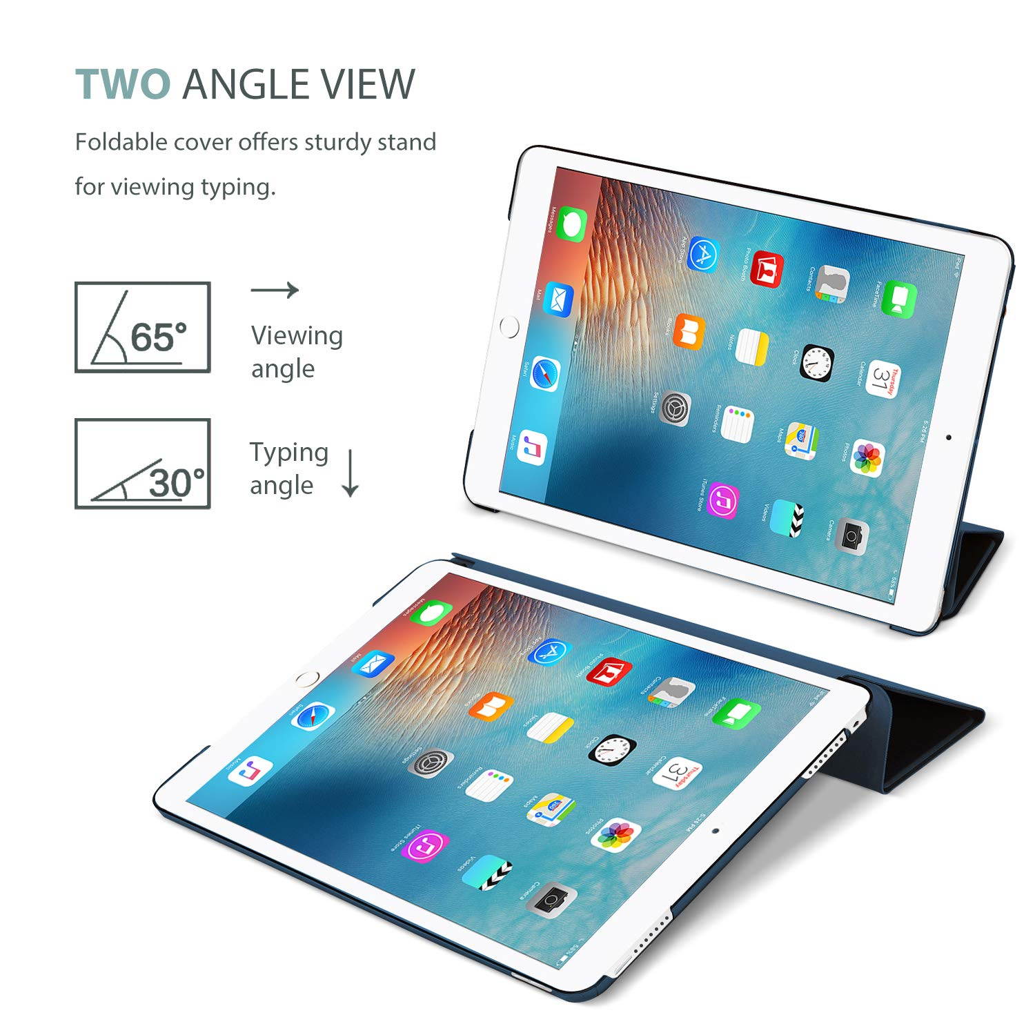 ProCase iPad Pro 9.7 Case 2016 (Old Model), Ultra Slim Lightweight Stand Smart Case Shell with Translucent Frosted Back Cover for Apple iPad Pro 9.7 Inch (A1673 A1674 A1675) -Navy