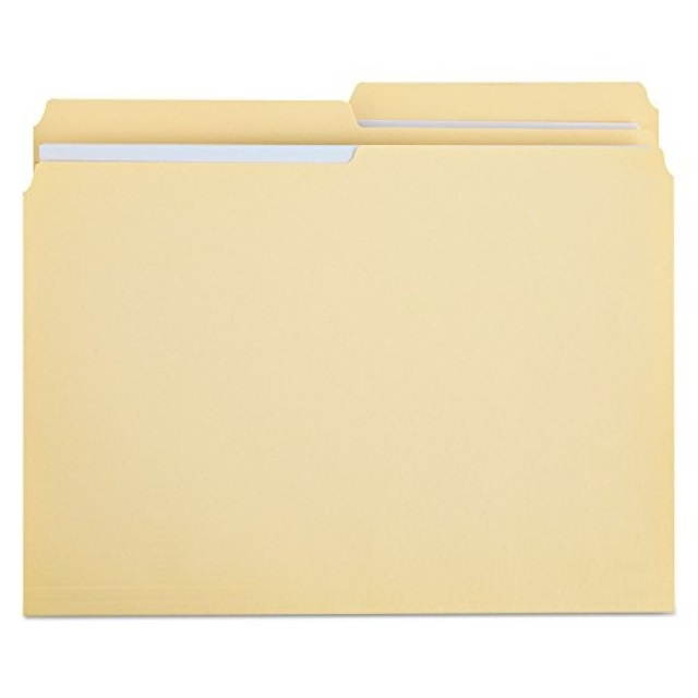 UNIVERSAL OFFIcE PRODUcTS 16112 File Folders, 1/2 cut, Two-Ply Top Tab, Letter, Manila, 100/Box
