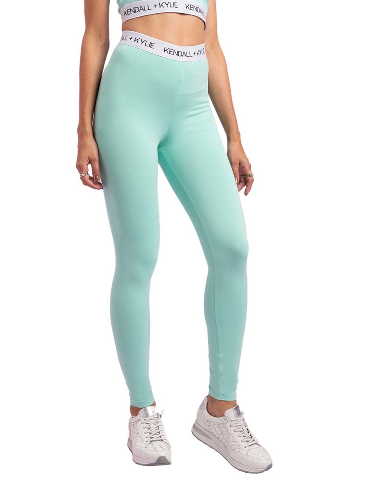 KENDALL + KYLIE Green Cotton Sports Tights