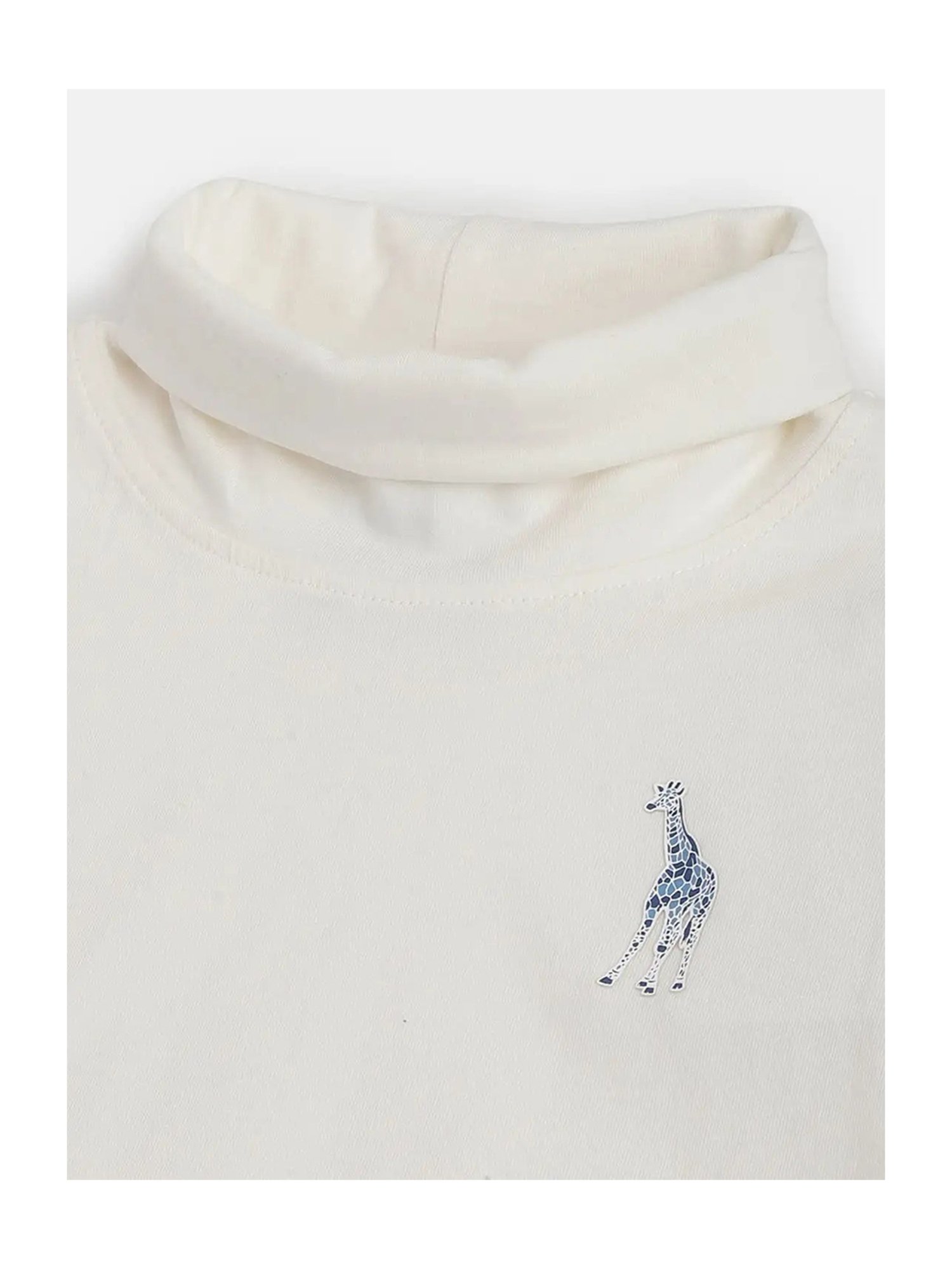 Blue Giraffe Kids Cream Solid  T-Shirt