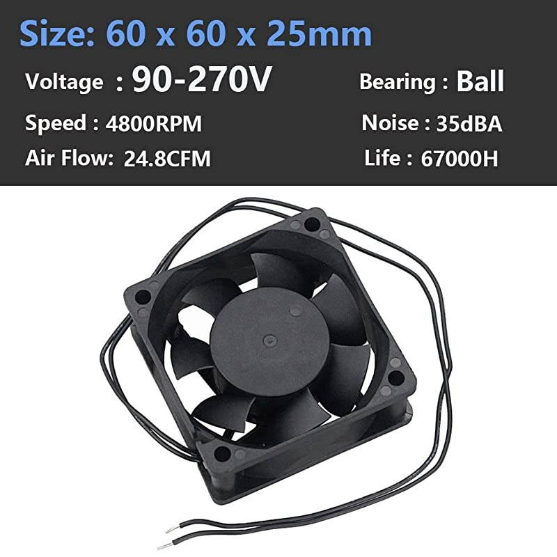 EC Brushless Cooling Fan AC 110V 115V 120V 220V 240V Axial Fan Ball Bearing 60mm x 25mm