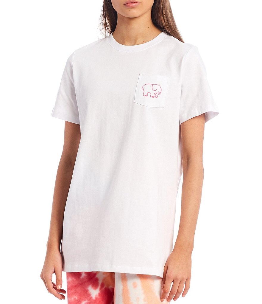 Ivory Ella Short-Sleeve Organic Cotton Logo Graphic Pocket Tee