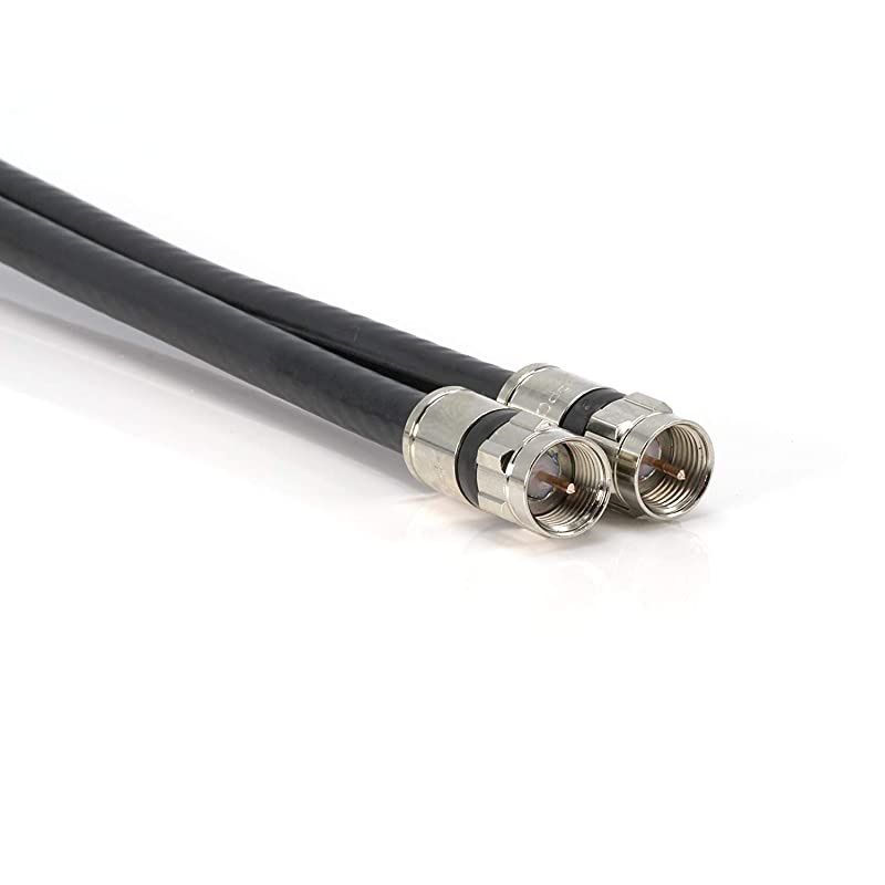 Dual RG6 Coax Twin Coaxial Cable (Siamese Cable) 18AWG Coaxial Cable Satellite, Antenna, & CATV Grade with Compression Connectors, Black
