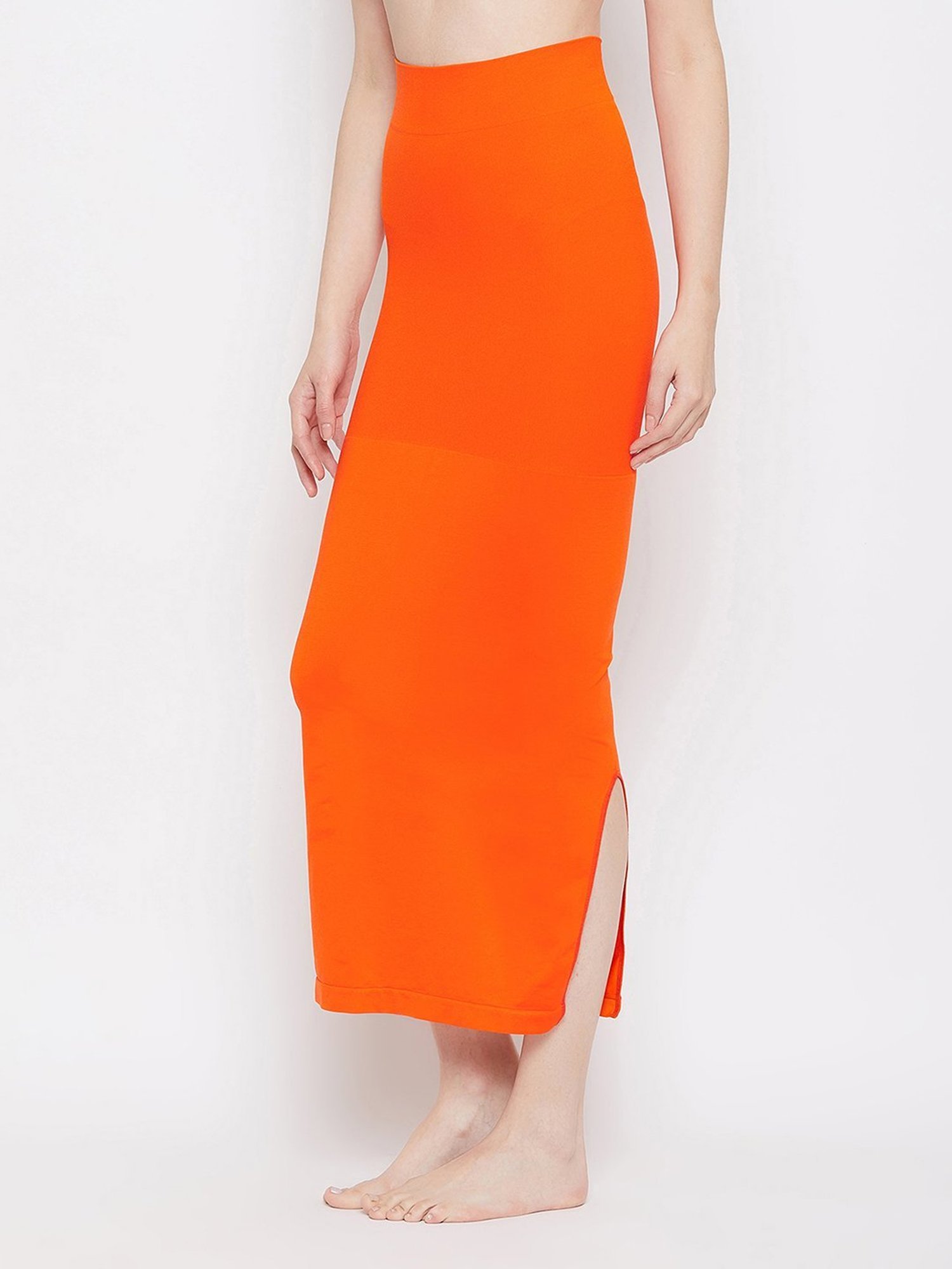 Clovia Orange Plain Saree Shapewear