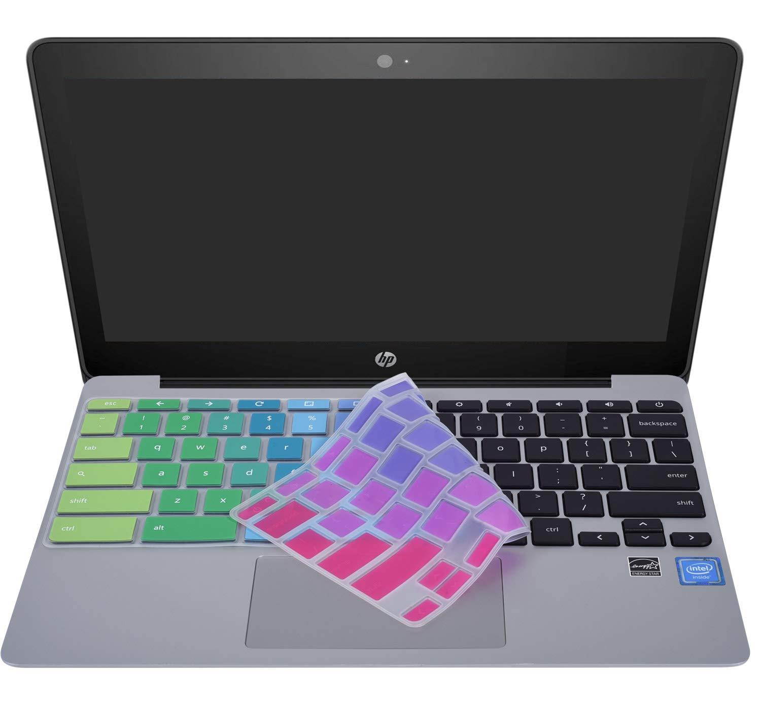 CaseBuy Ultra Thin Keyboard Cover for HP Chromebook 11 x360 11.6" & HP Chromebook 11 G2 / G3 / G4 / G5 / G6 EE 11.6 Inch Chromebook Protective Skin(NOT Fit HP Chromebook G5 EE), Rainbow