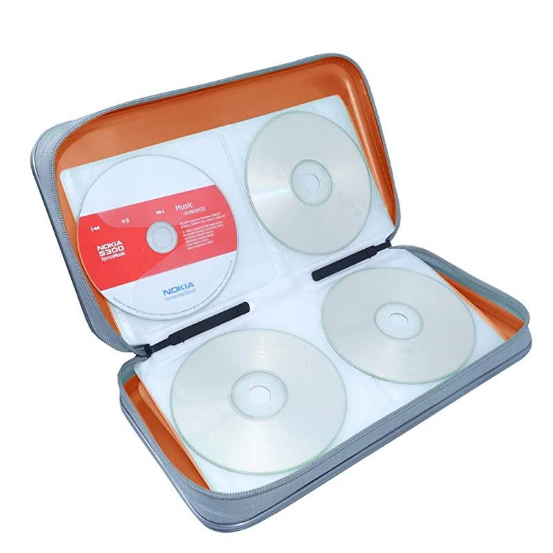 CD CaseDVD Storage DVD Case Holder VCD Wallet Organizer Protective Hard Plastic Portable Case 80 Capacity Orange