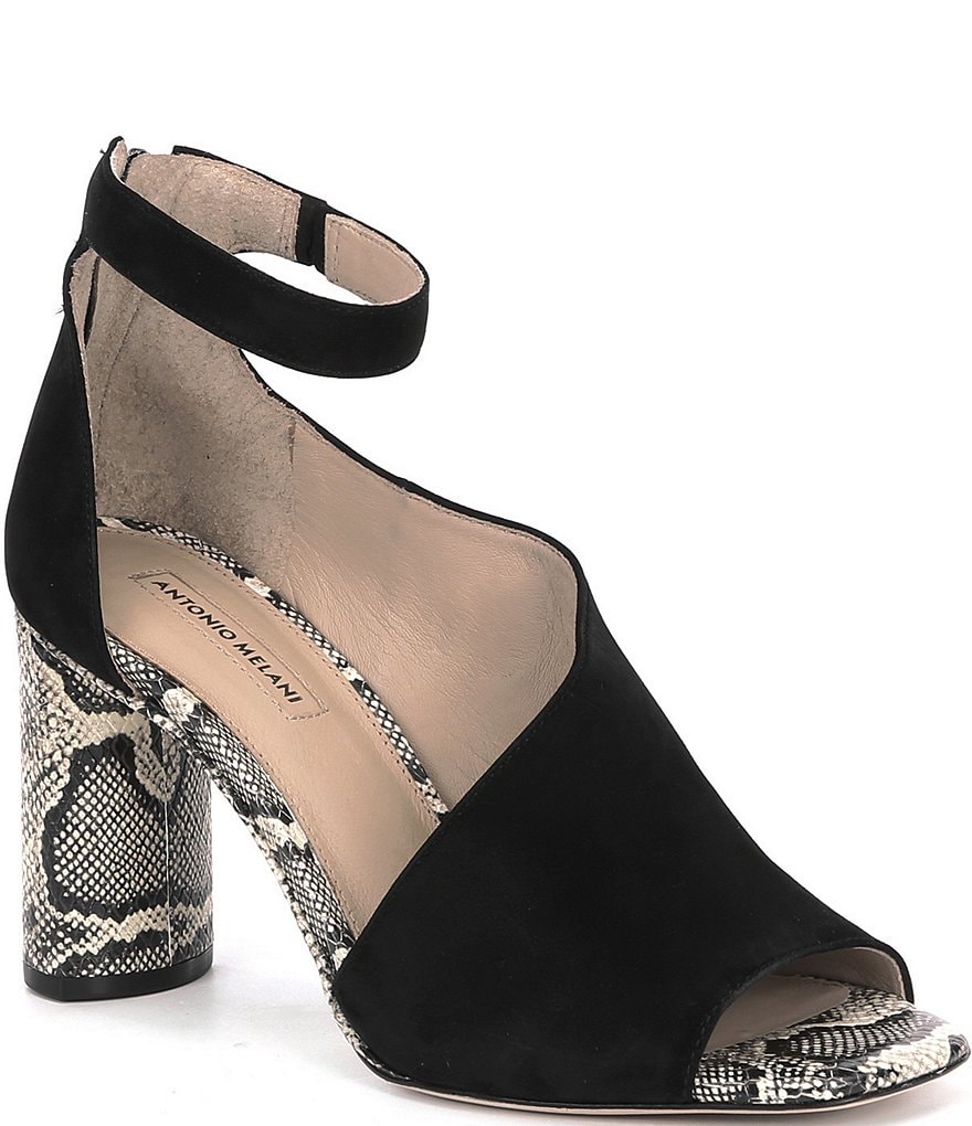 Deltan Tessa Croc-Embossed T-Strap Block Heel Pumps