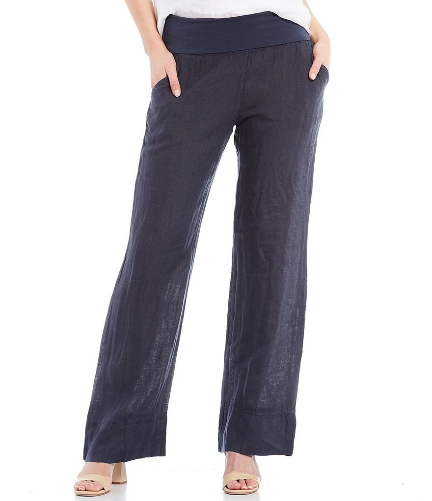 M Made in Italy Linen Wide Leg Pants