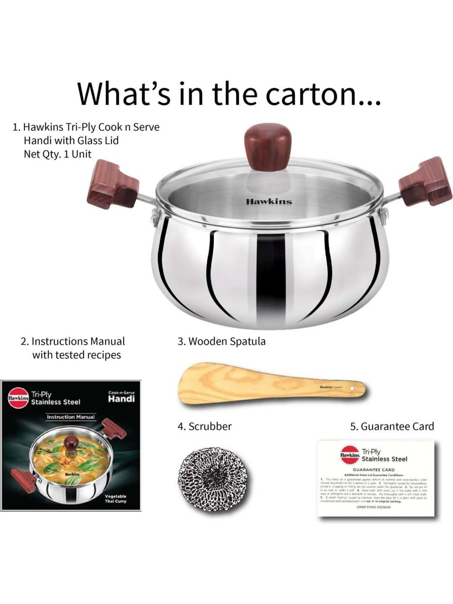 Hawkins Silver & Transparent Stainless Steel 19 cm Gas Compatible Handi With Lid (2 L) - Set of 1