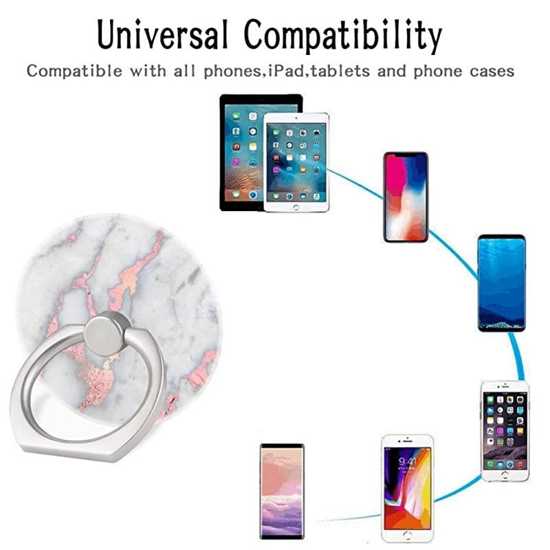 Pack) Mobile Phone Ring Holder Finger Grip,Rose Gold Marble Cell Phone Stand Collapsible Kickstand Compatible with All Smartphone