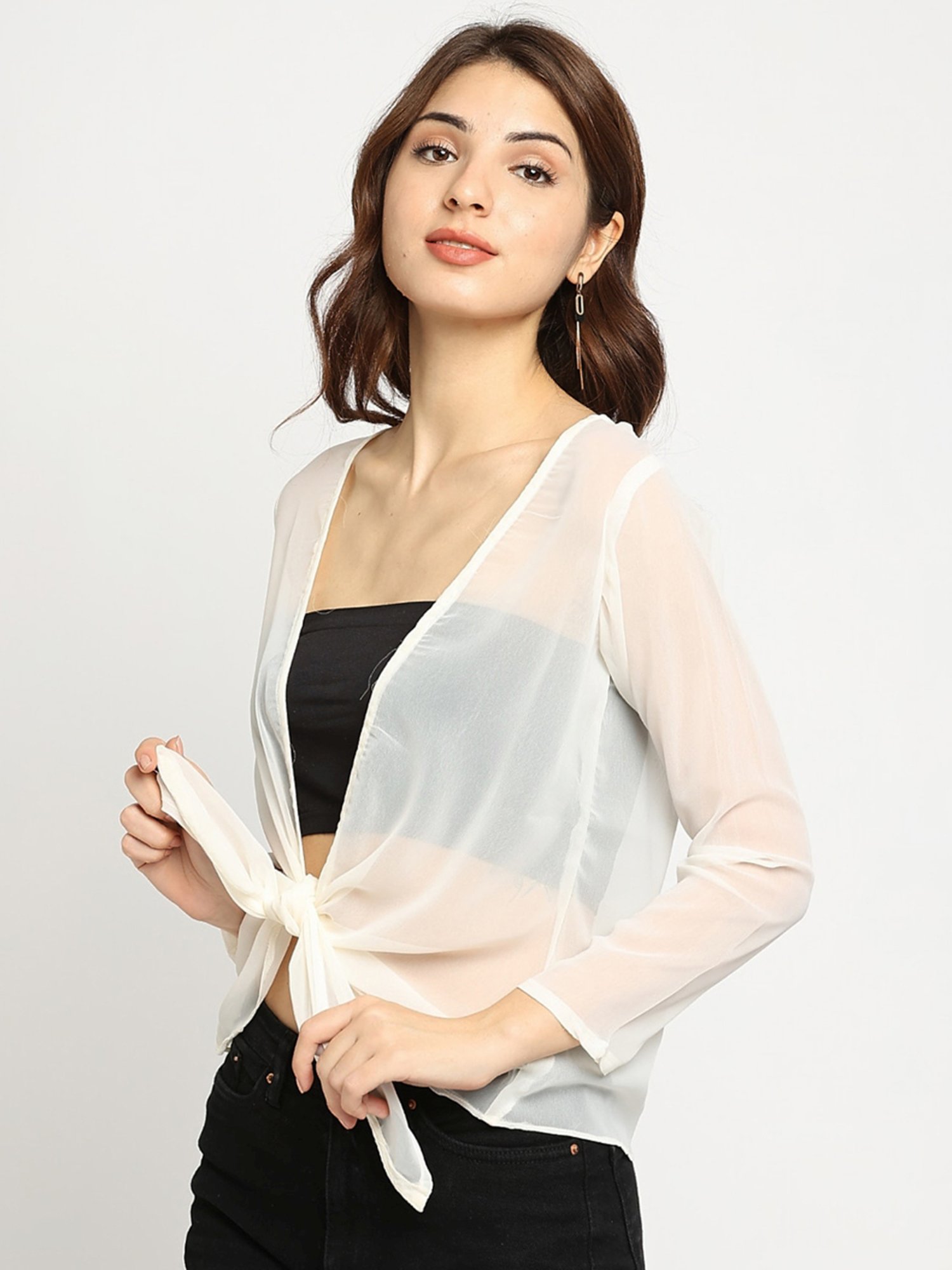 Ira Soleil White Plain Shrug