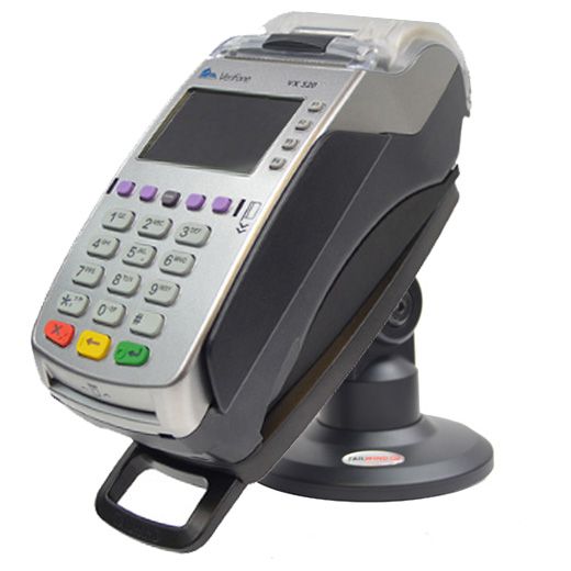 Lower height 3" Stand for Verifone VX520 49mm with Latch & Lock &reg; Securely and invisibly holds the device in place. Tilts 140&deg; - No Swivel