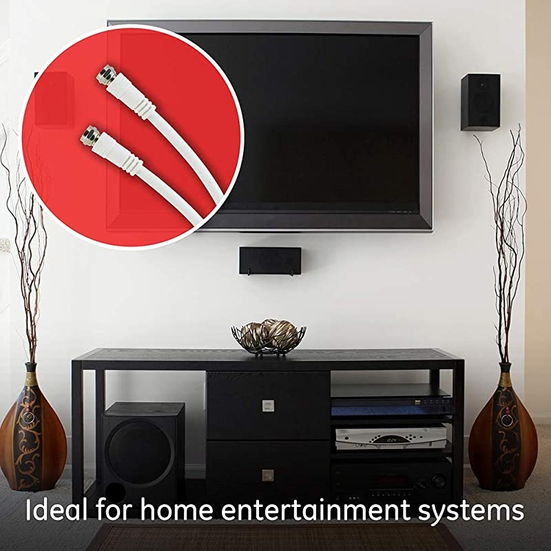 RG6 Coaxial Cable, 15 ft. F-Type Connectors, Double Shielded Coax, Input Output, Low Loss Coax, Ideal for TV Antenna, DVR, VCR, Satellite Receiver, Cable Box, Home Theater, White, 33603