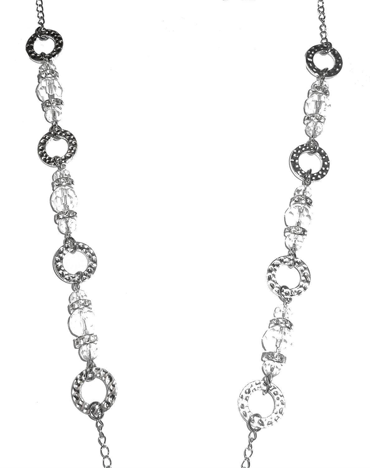 Hidden Hollow Beads The Grand Fashion Lanyard Necklace, Women's super strong chain lanyard for ID badge holder and keys, 34" long (Crystal Non Breakaway - Stronger)