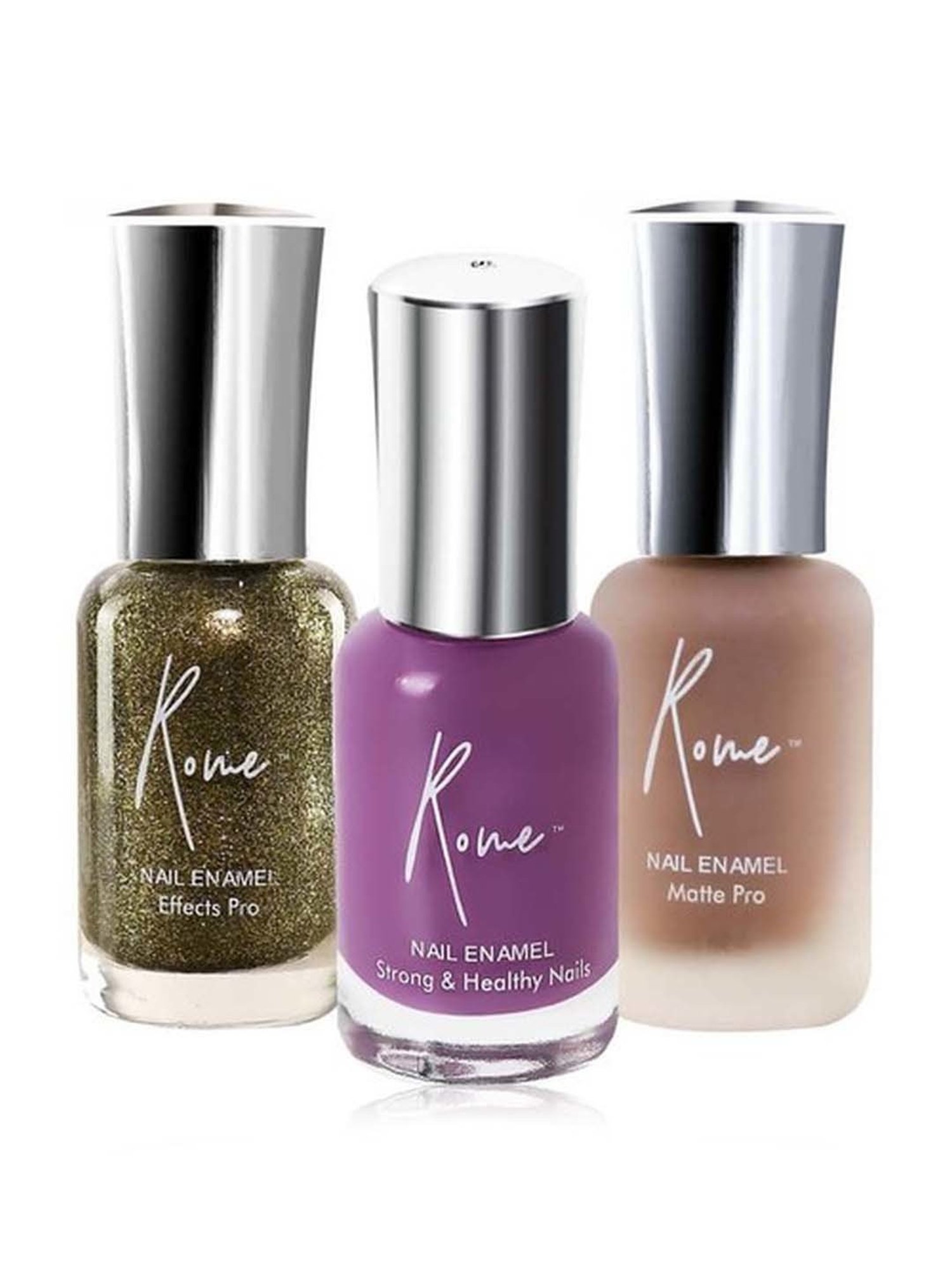 Rome Set of 3 Strong & Healthy, Matte Pro & Effects Pro Nail Enamel