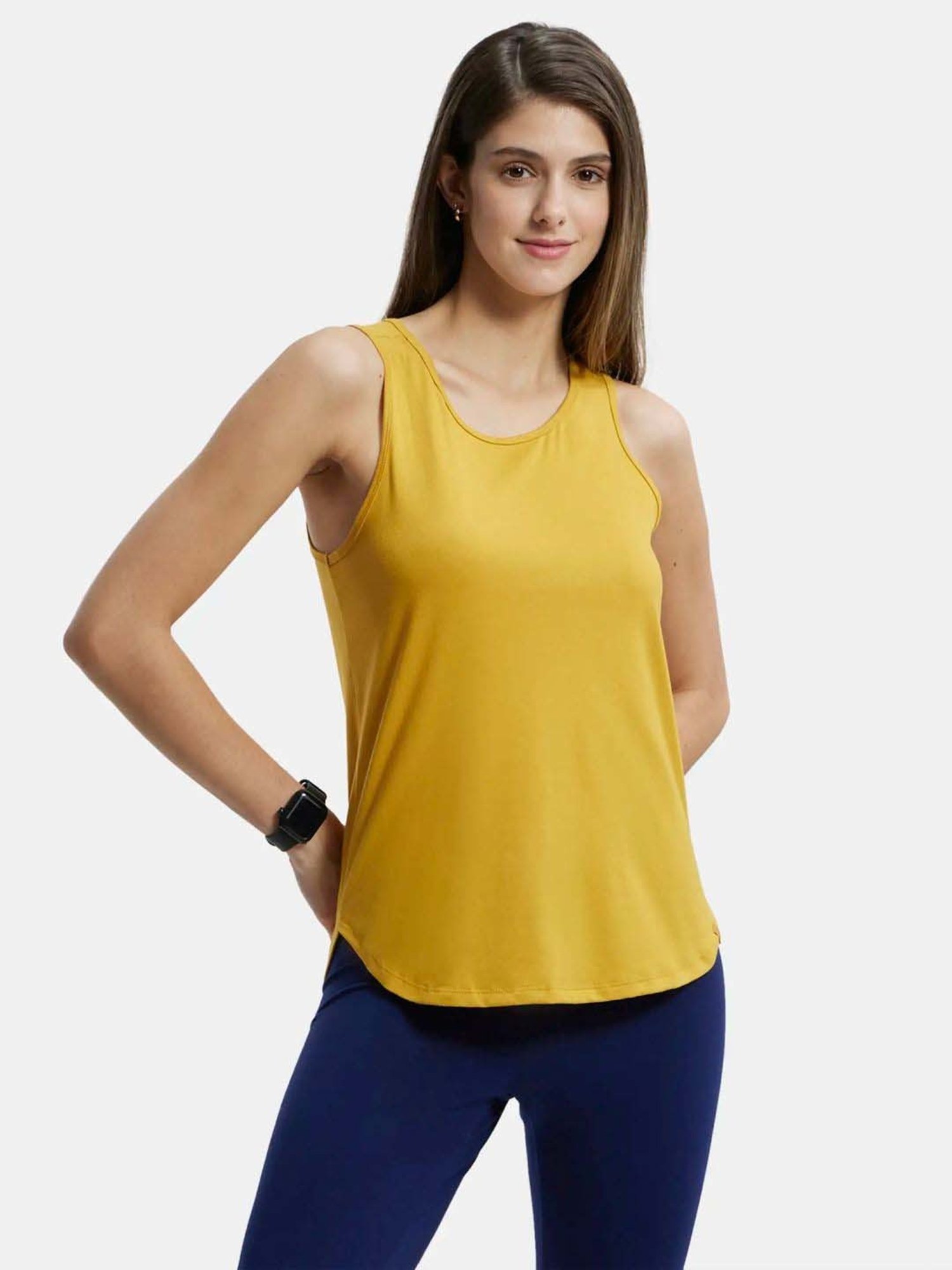 Jockey AW77 Women's Super Combed Cotton Rich Solid Curved Hem Styled Tank Top