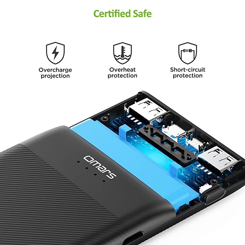 Power Bank 10000mAh USB C Battery Pack Slimline Portable Charger with Dual USB Output Compatible with iPhone XsXRXS MaxX iPad Galaxy S9 Note 9