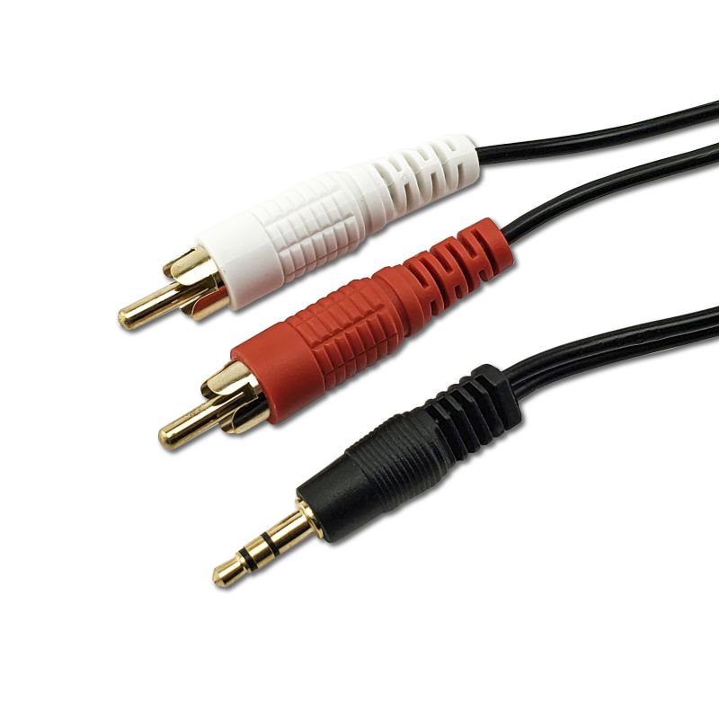 SatelliteSale 3.5mm Stereo Plug Male to 2-RCA Plug Male Audio Cable 3 Feet