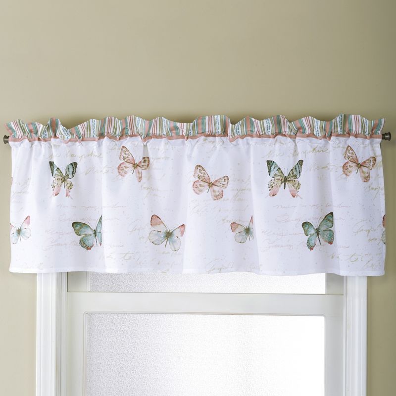 Lakeside Country Butterflies Bathroom Window Valance with Rod Pocket
