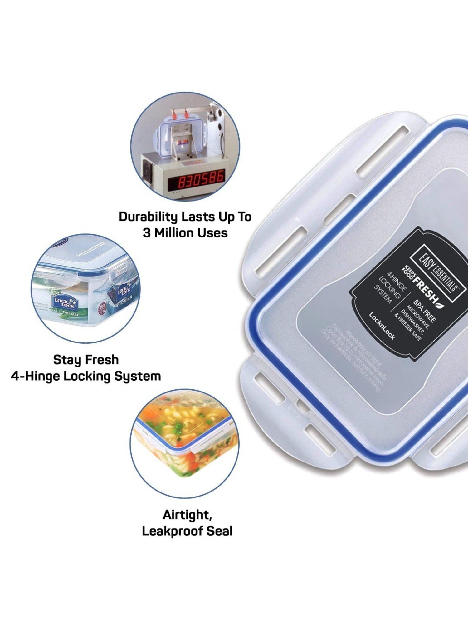 Lock & Lock Transparent Plastic Airtight Food Storage Container with Lid