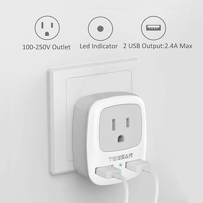 European UK Australia Travel Adapter 3Pack Kit,  International Power Plug 2 USB, Outlet Adaptor for US to Worldwide Europe Spain Iceland Italy Ireland England China, Type C Type G Type I