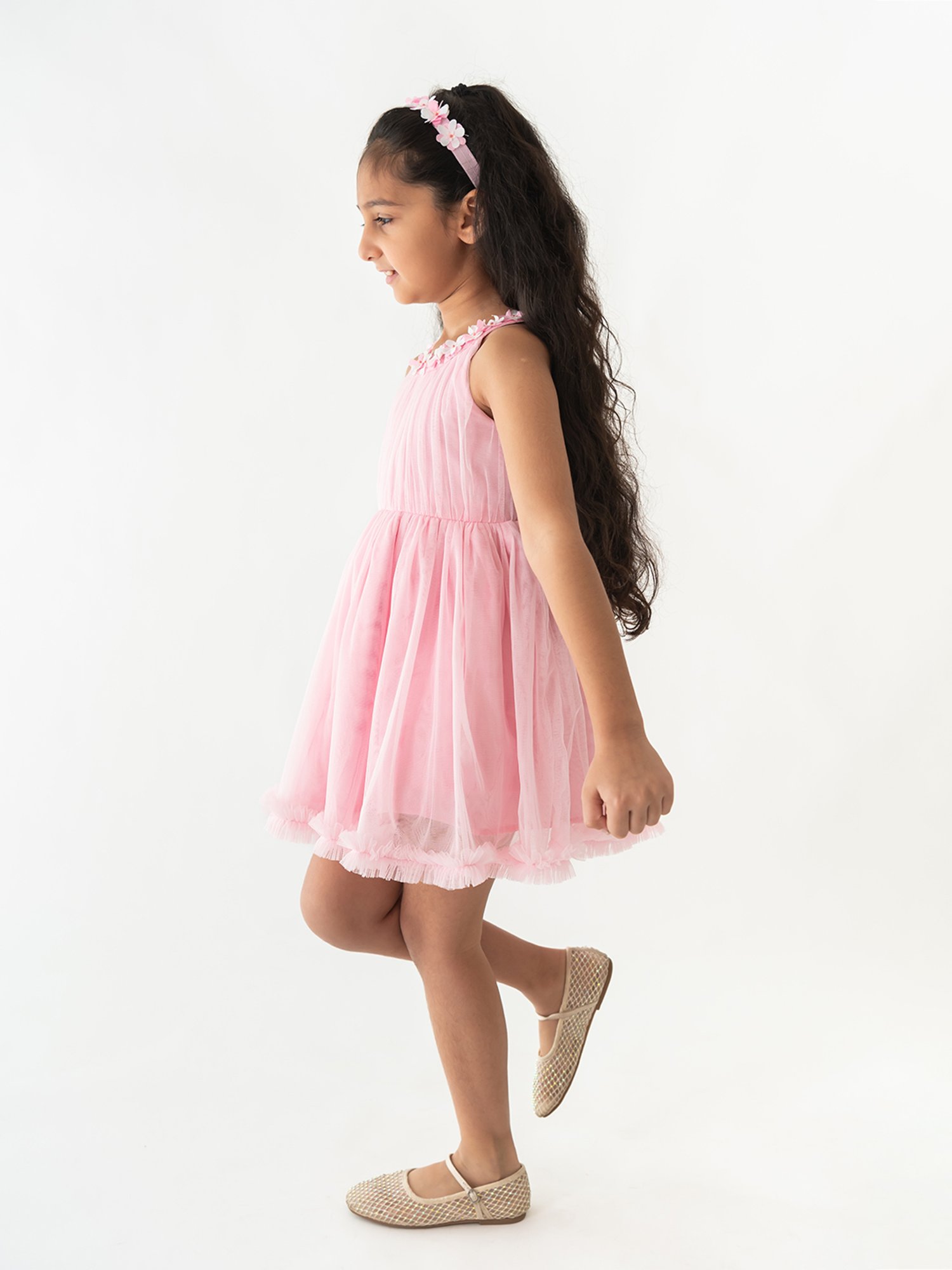 A Little Fable Kids Pink Solid Dress