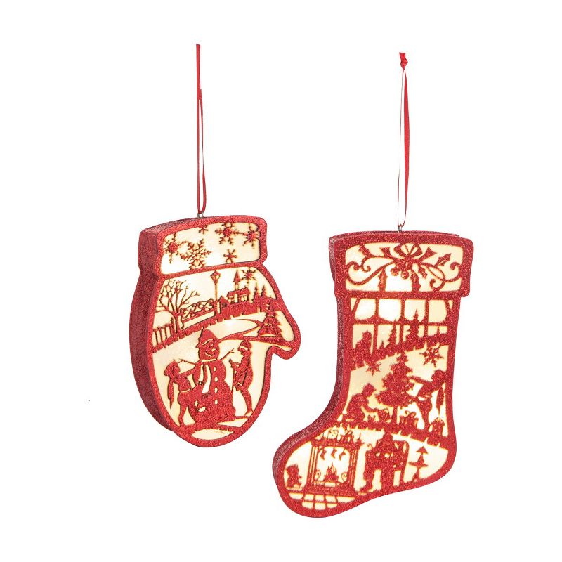 Gallerie II Red Shadowbox LED Christmas Xmas Ornament A/2