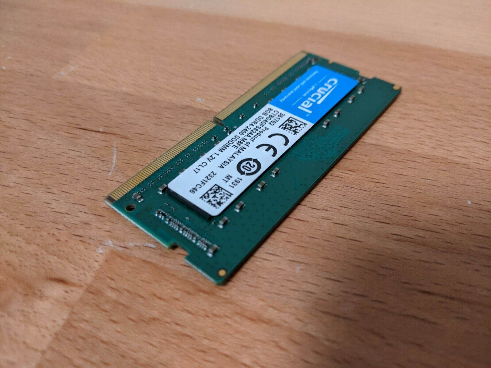 Crucial CT8G4SFS824A.M8FE 8GB 2400Mhz SODIMM 1Rx8 Laptop Memory Ram PC4-19200